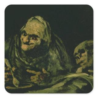 Two Old Men Eating Square Sticker