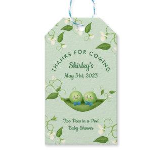 Two Peas in a Pod Baby Boy Twins Shower    Gift Tags