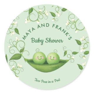 Two Peas in a Pod Baby Shower  Classic Round Stick Classic Round Sticker