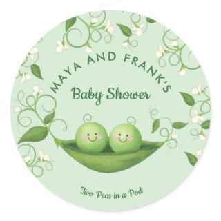 Two Peas in a Pod Baby Shower  Classic Round Stick Classic Round Sticker