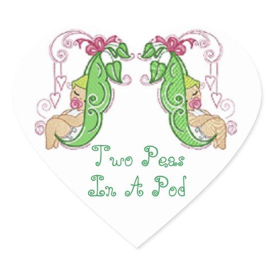 Two Peas In A Pod Heart Sticker