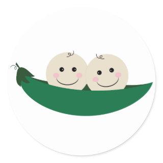 Two Peas in a Pod Twins Baby Classic Round Sticker