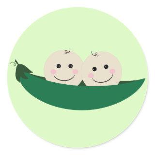 Two Peas in a Pod Twins Baby Classic Round Sticker