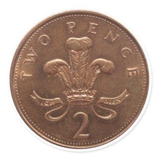 Two Pence coin Classic Round Sticker