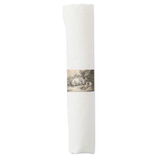 Two Pigs Lying in Straw in an Outdoor Pen Napkin Bands