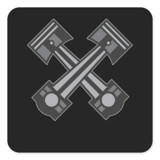 Two Pistons Car Engineering Gift Square Sticker