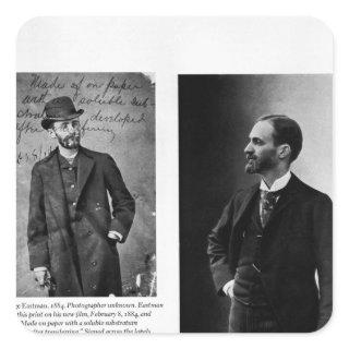 Two portraits of George Eastman  1884 and 1890 Square Sticker