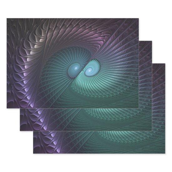 Two Spirals Colorful Modern Abstract Fractal Art  Sheets
