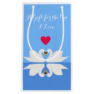 Two Swans in Classic Heart Pose Valentine’s Small Gift Bag