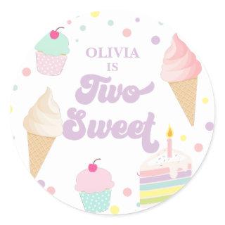Two Sweet Ice Cream and Cake 2nd Birthday Classic Round Sticker