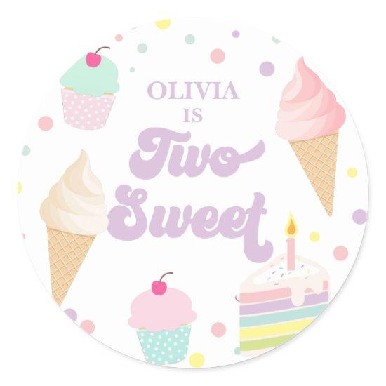 Two Sweet Ice Cream and Cake 2nd Birthday Classic Round Sticker