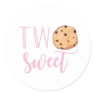 Two Sweet Milk and Cookies Pink Birthday Party Classic Round Sticker