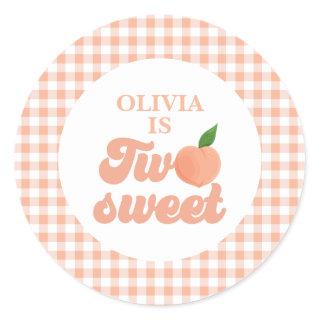 Two Sweet Peach Birthday Classic Round Sticker