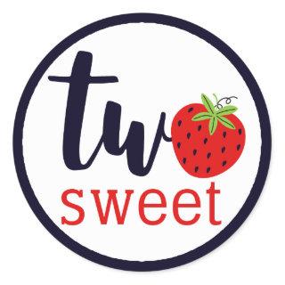 TWO Sweet Strawberry Birthday Girl 2nd Year Party Classic Round Sticker