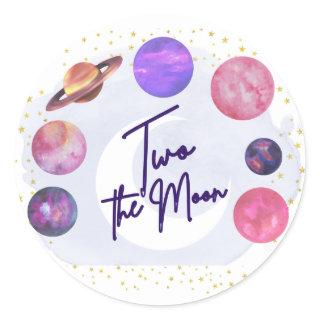 Two the Moon 2nd Birthday  Classic Round Sticker