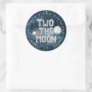 Two the Moon | 2nd Birthday Party Favor Classic Round Sticker