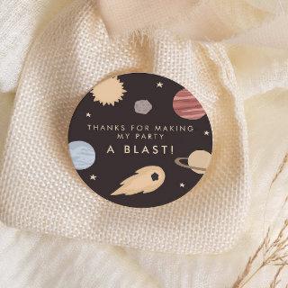 Two the Moon Kids Outer Space Birthday Favor Classic Round Sticker