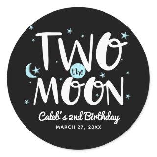 TWO THE MOON Rocket Ship Space 2nd Birthday Party Classic Round Sticker