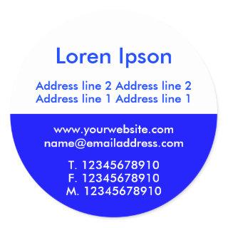 Two Tone Blue and White Business / Profile Classic Round Sticker