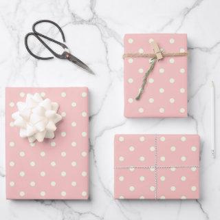 Two Tone Elegant Champagne Pink & White Polka Dots  Sheets
