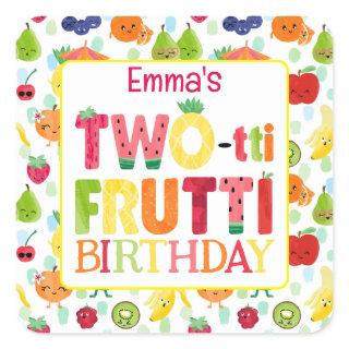 Two-tti Frutti Cutie Fruit 2nd Birthday Party Square Sticker