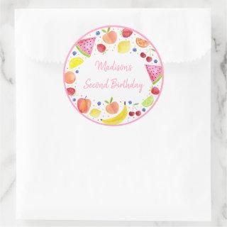 Two-tti Frutti Fruit Second Birthday  Classic Round Sticker