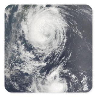 Two Typhoon systems approaching the Far East Square Sticker
