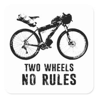 Two Wheels No Rules Bikepacking Square Sticker