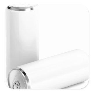 Two white beverage cans square sticker