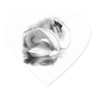 Two White Swans Heart Sticker