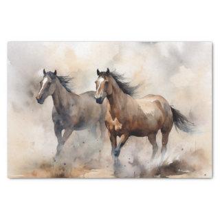 “Two Wild Mustangs ” Dusty Western Watercolour Tissue Paper
