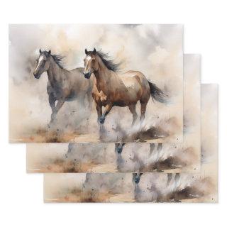 “Two Wild Mustangs ” Dusty Western Watercolour  Sheets