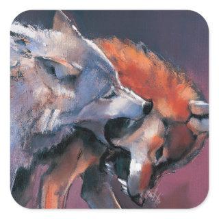 Two Wolves Square Sticker