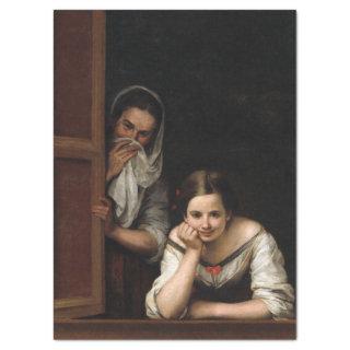 Two Women at a Window by Bartolome Esteban Murillo Tissue Paper