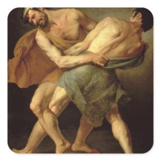 Two Wrestlers Square Sticker