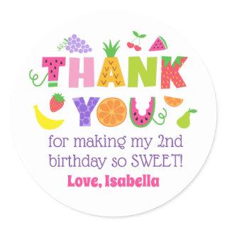 TWOtti Frutti 2nd Birthday Thank You Stickers