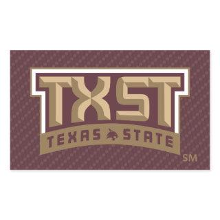 TXST Wordmark Carbon Fiber Pattern Rectangular Sticker