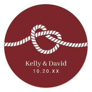 Tying the Knot Rope Heart Red Wedding Seal