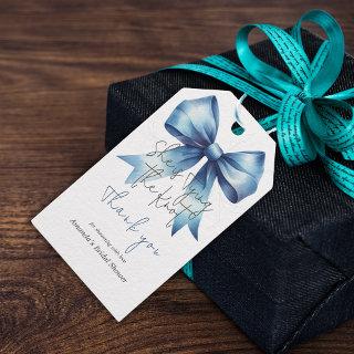 Tying the Knot Something Blue Bow Bridal Shower Gift Tags