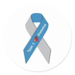 Type 1 Diabetes Awareness Ribbon Classic Round Sticker