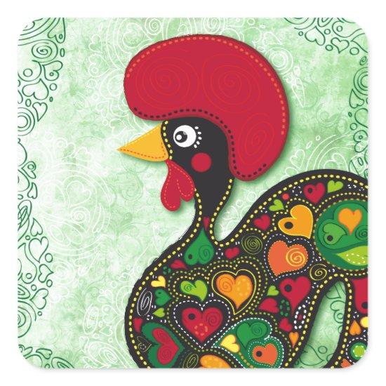 Typical Rooster of Barcelos Square Sticker