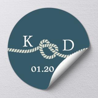 Typing the Knot Navy Blue Nautical Wedding Seal