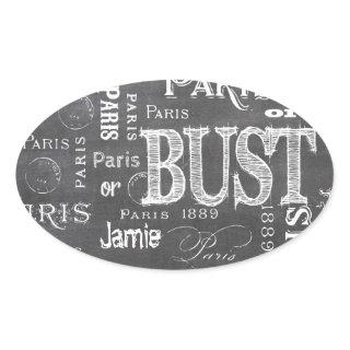 Typography Calligraphy Paris France Eiffel Tower Oval Sticker