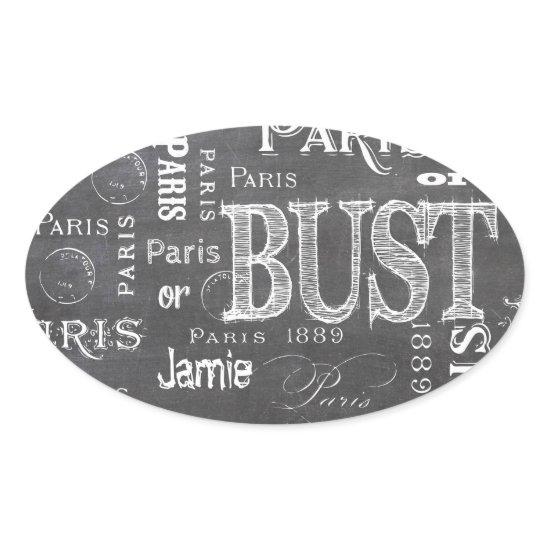 Typography Calligraphy Paris France Eiffel Tower Oval Sticker
