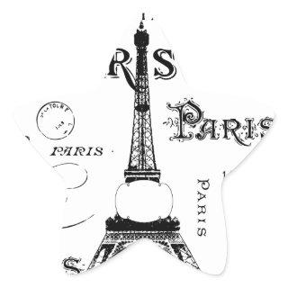 Typography Calligraphy Paris France Eiffel Tower Star Sticker