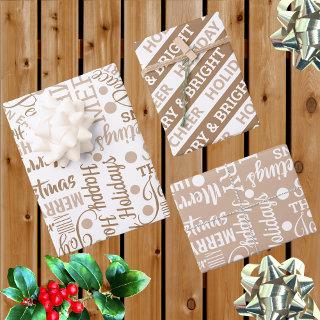 Typography Holiday Assortment Neutral Modern  Sheets