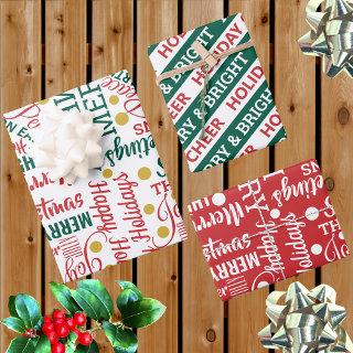 Typography Holiday Assortment Red Green Modern  Sheets