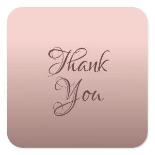 Typography Template Thank You Rose Gold Color Square Sticker