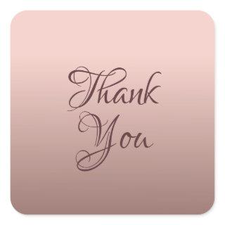 Typography Template Thank You Rose Gold Color Square Sticker