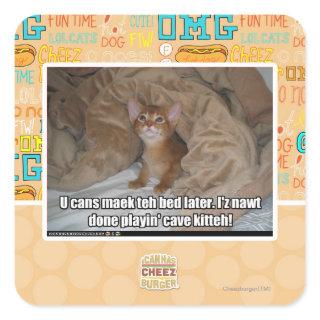 U can maek the bed later. square sticker